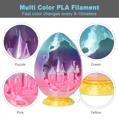 Image of Silk Rainbow PLA 3D Printer Filament, 1KG Spool(2.2lbs) 1.75mm PLA Fast Color Change 3D Printing Material, Multicolor PLA,Gradient Filament for Most FDM 3D Printers,Fairy Tale Color