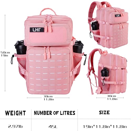 Image of LHI Tactical Military Backpack for Men 25L /45L Large Molle Army Assault Pack 3 Day Hiking Rucksack With Bottle Holder