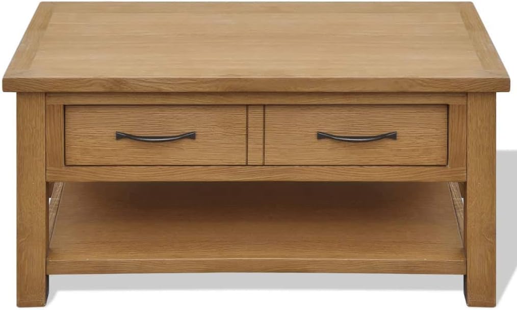 vidaXL Solid Oak Wood Coffee Table 34.6"x20.9"x17.7"