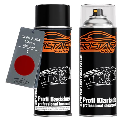 TRISTARcolor Autolack Spraydosen Set für Ford/Lincoln/Mercury T Candy Apple Red Basislack Klarlack Sprühdose 400ml