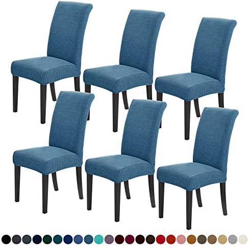 Joccun Chair Covers for Dining Room Set of 6,Waterproof Dining Chair Slipcovers Stretch Dining Room Chair Covers Seat Protector,Washable Parsons Chair Cover for Home,Hotel,Banquet(Dark Blue,6 Pack)