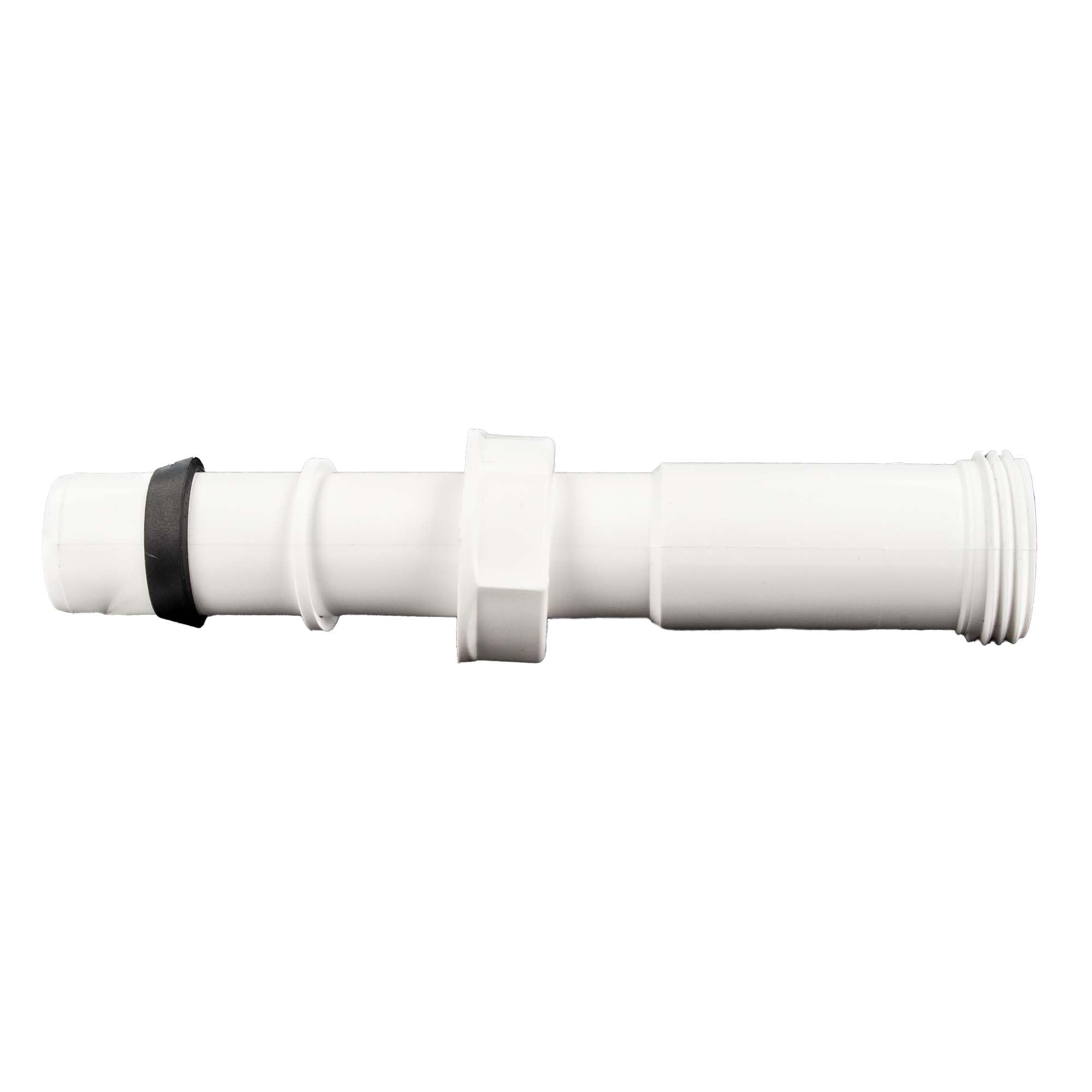 Tecuro White Extension Pipe, Overflow Connection Pipe, Diameter 25 X 165 Mm With 1 Inch Nut And Wedge Seal, Plastic,