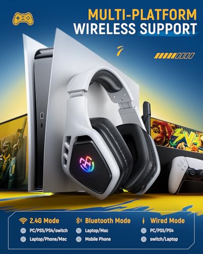 Wireless Gaming Headset for PC, Ps5, Ps4, 2.4 Ghz USB & Type-C Gaming Headphones with Microphone, 30H Battery Bluetooth Headphones for Switch, Laptop, Mobile, Mac - Image 7