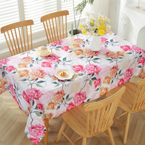 SASTYBALE Pink Rose Watercolor Tablecloth, 60x84 Inch Rectangular by SASTYBALE - Used condition - Image 3
