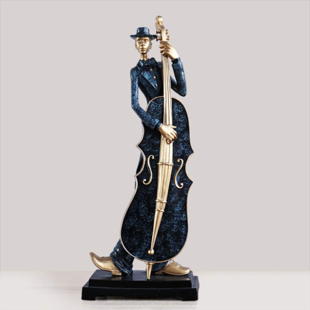 Resin Craft Negro Musicista Music Band Statue per Decorazioni Persone Creative Ornamenti Scultura Home Decor Desktop Craft Regalo, Texture Blue A