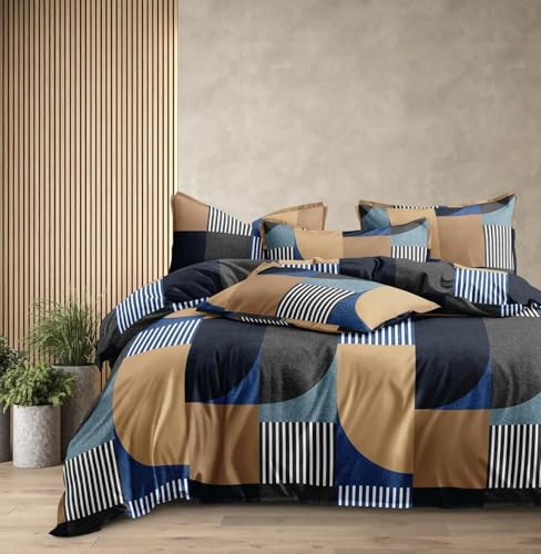 Image of Castiqa Elastic Fitted Supersoft Premium Brushed Cotton 200TC Double Bedsheets King Size 78x72 Inch with 2 Pillow Covers (Fits Upto Mattress of 10 Inches (Kr Check)