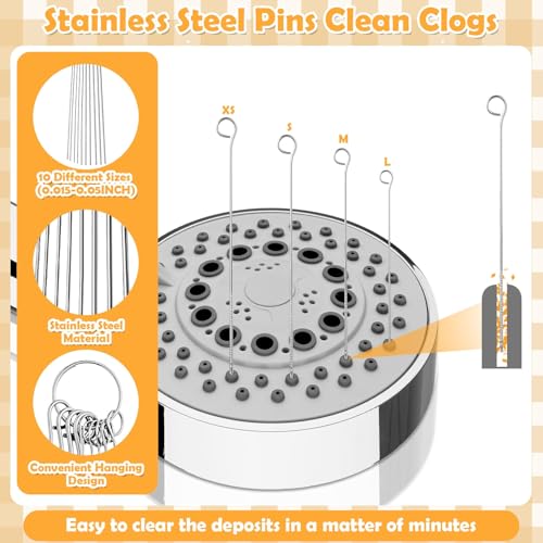 Image of 80 Pcs Shower Head Cleaner Tool-Showerhead Cleaning Brushes + Stainless Steel Picks, Small Hole Crevice Cleaning Brush for Shower Head, Shower Head Cleaner for Clog Removal & Hard Water Deposit(White)