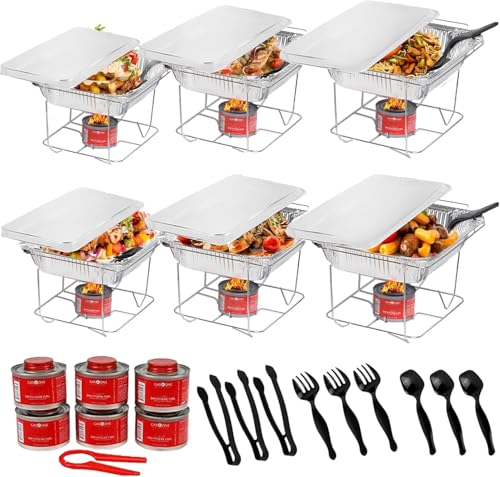 Comparison: Best Chafing Dish Set 3 Alpha Living 6 Pack - Disposable Chafing Dish Buffet Set, Welded Body Food Warmers for Parties, Fuel Cans Complete Set, Half Size Pans, Warming Trays