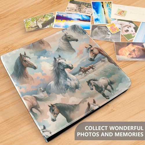 Álbum de fotos adhesivo DIY Scrapbook Albúm acuarela caballos corriendo 3 anillos encuadernador, 40 páginas, 8x10 para memoria miniatura 5
