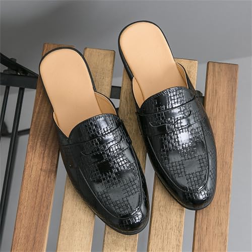 Aimery Mens Leather Slip-On Mules Backless Sandals Casual Modern Pointed Toe Flats Half Loafers Dress Formal Business Slippers4