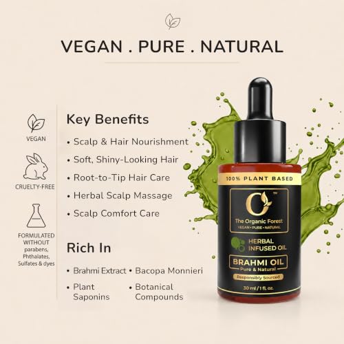 Image of Pure Brahmi Oil for Hair Growth | Ayurvedic Scalp Oil to Nourish Roots & Comfort Dry Scalp | 30ml