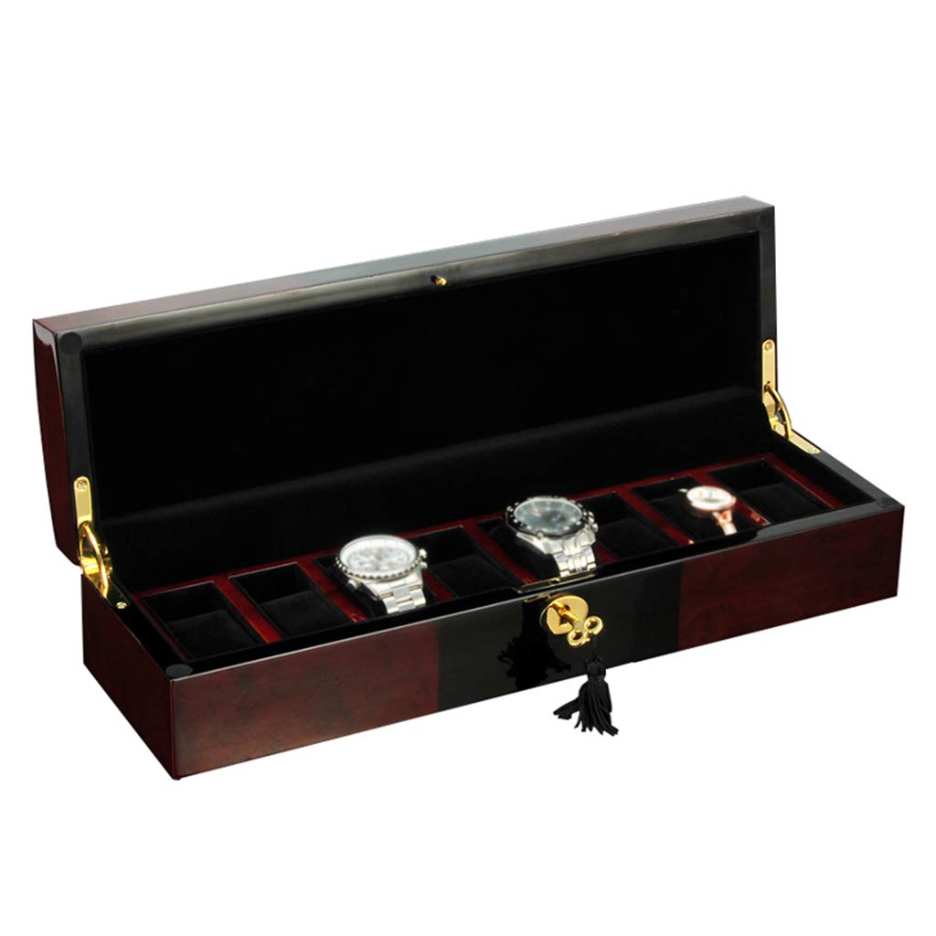 ANVLOJRIH 8 Grid Watch Jewelry Display Storage Box Bracelet Organizers Display Case with Pillows and Lockable Metal Lock