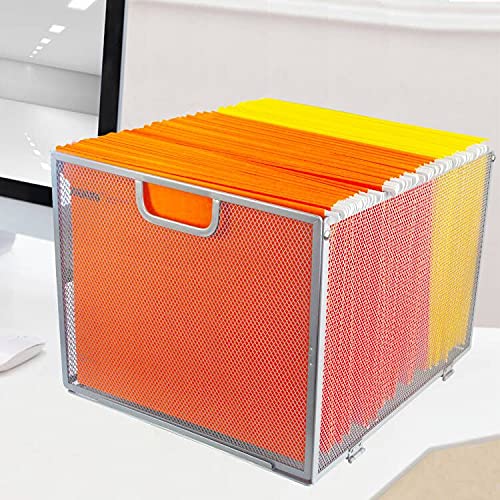 Modern Black Metal Mesh File Box/Foldable Storage Crate/Home Office