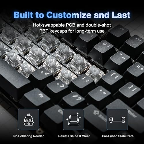 Image of Black Diamond 75 V2 Wireless Gaming Keyboard, Forged Carbon & CNC Aluminum Custom Keyboard, 75% Tri-Mode 2.4G /Bluetooth /USB-C, Under 2ms Low Latency, Hot-Swappable PCB, RGB