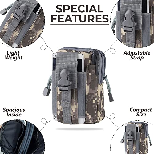 Image of Kraptick Multi-Purpose Water Resistant Waist Bag with Dual Compartment, Waist Bag Mobile Phone Holder, Waist Pack for Men, Women Camping Hiking Pouch (ACU Camouflage)