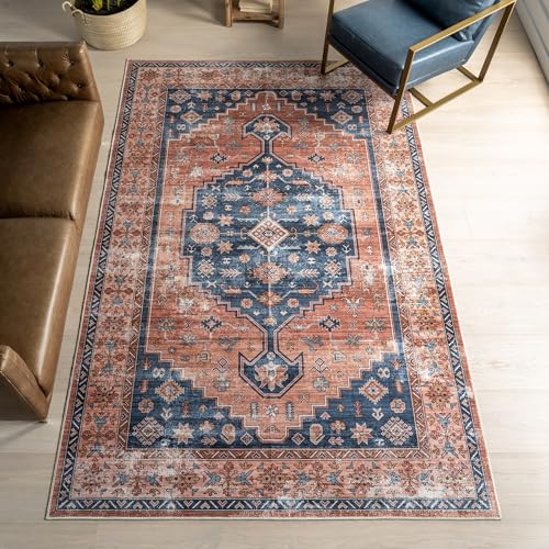 nuLOOM Astra Brick Medallion Washable Area Rug, 6' Round