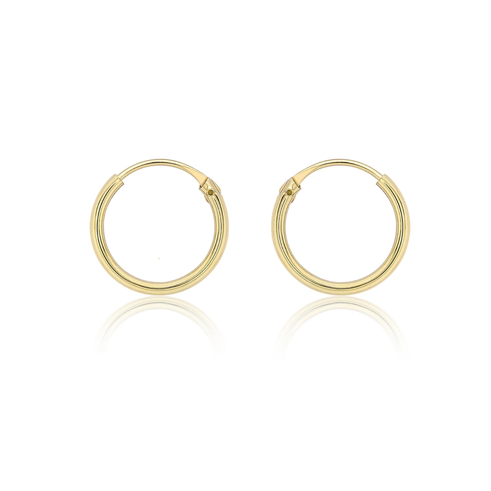Carissima Pendientes de aro para niña en oro amarillo de 9 quilates de diámetro 10.5mm y ancho de aro 1.2mm
