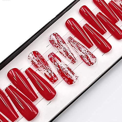 Miniatura 8 de ALLKEM Burnt Red  Bailarina extra larga cubierta completa de uñas largas de ataúd  20 piezas de uñas postizas acrílicas de cubierta completa, 10