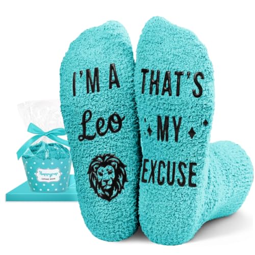 HAPPYPOP Leo Gifts for Women - Zodiac Socks July August Birthday Gifts Astrology Constellation Horoscope Galaxy Presents