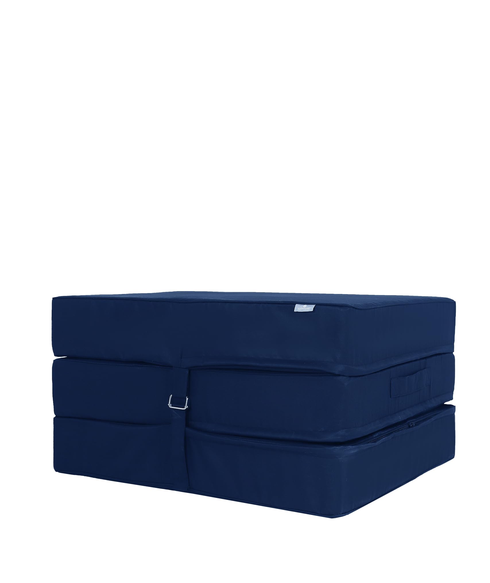 CUBE Z BED Fold Out Foam Single Z Bed Garden Seating Mattress for guest room and living room (NAVY BLUE)