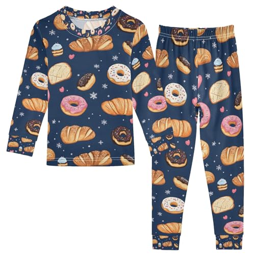 senya Delicious Bread Donut Pajamas Set Long Sleeve Soft Cotton Sleepwear 2 Piece