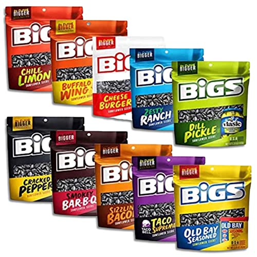 BIGS Sunflower Seeds Variety Sampler Value Pack | Includes Taco, Cheeseburger, Pickle, Old Bay, Pizza, Chili Lime, Bacon, BBQ, Ranch, Black Pepper