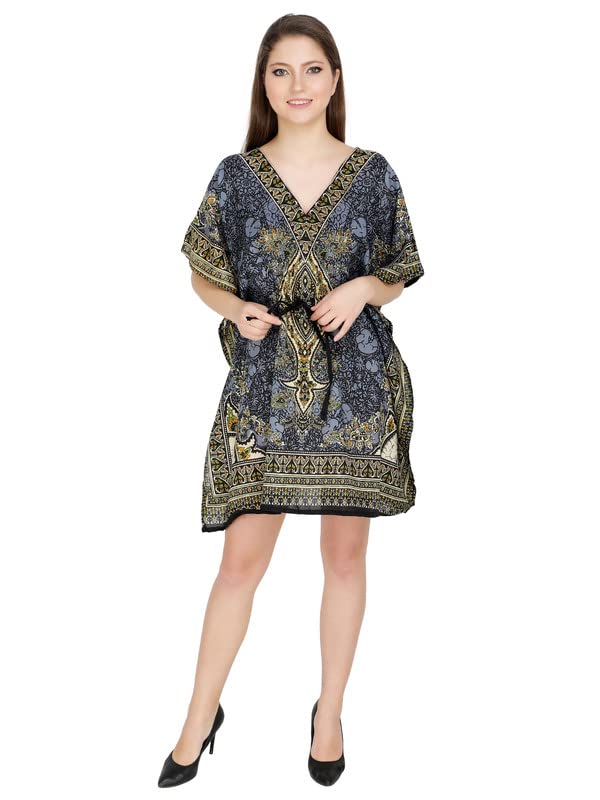 Women's Polyester Short Maxi Kaftan for Sleepwear/Nightwear/Beach Wear - Grey (Free Size)-image-33