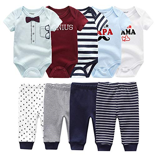 Image of Kiddiezoom Baby Layette Set Baby Boys' 9-Piece Bodysuits Pants Set Toddler Girl Boy Unisex Baby Gift Sets