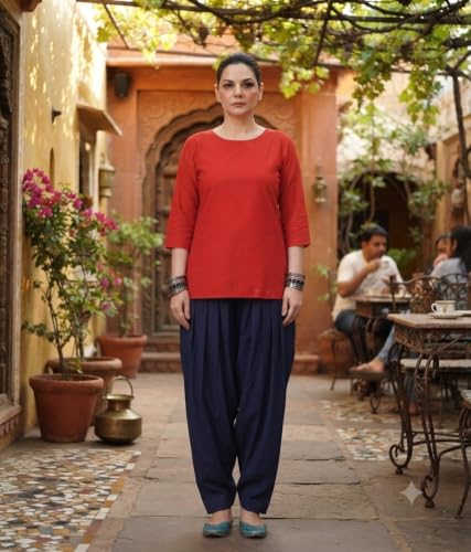 Image of Women's Loose fit Cotton semi Patiyala Salwar White