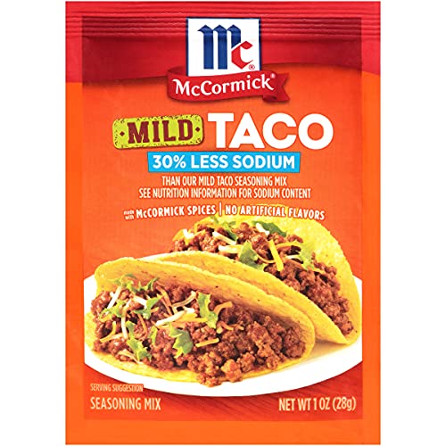 Image of McCormick 30% Less Sodium Mild Taco Seasoning Mix, 1 oz (Pack of 12)