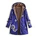 Xmiral Inverno Donna Casual Manica Lunga Stampa con Cappuccio Maglione Caldo Giacca Peluche Cappotti (L,2- Blu)