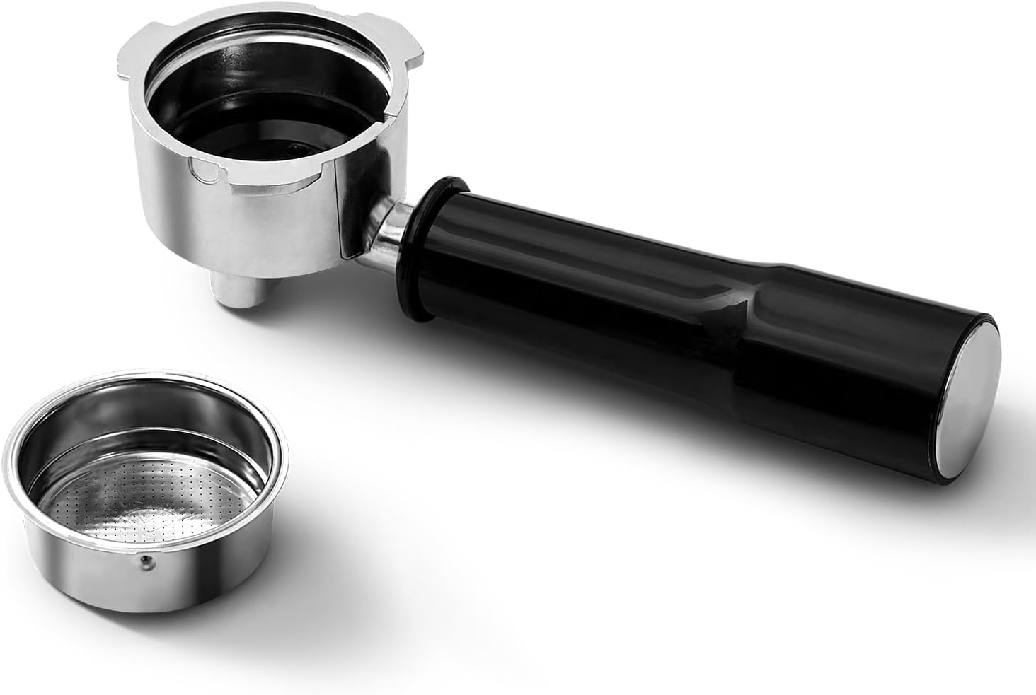 58mm Portafilter with a 2 cup filter for Neretva Model: CP6100U, 58mm Pressurized Portafilter 3 Ears, Stainless Steel Replacement Parts for Neretva Expresso Coffee Machine