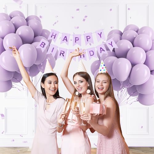 Image of Light Purple Balloons 12 inch, Pastel Purple Latex 50pcs Party Balloons | Wedding, Baby Shower, Gender Reveal, Birthday Party Decorations