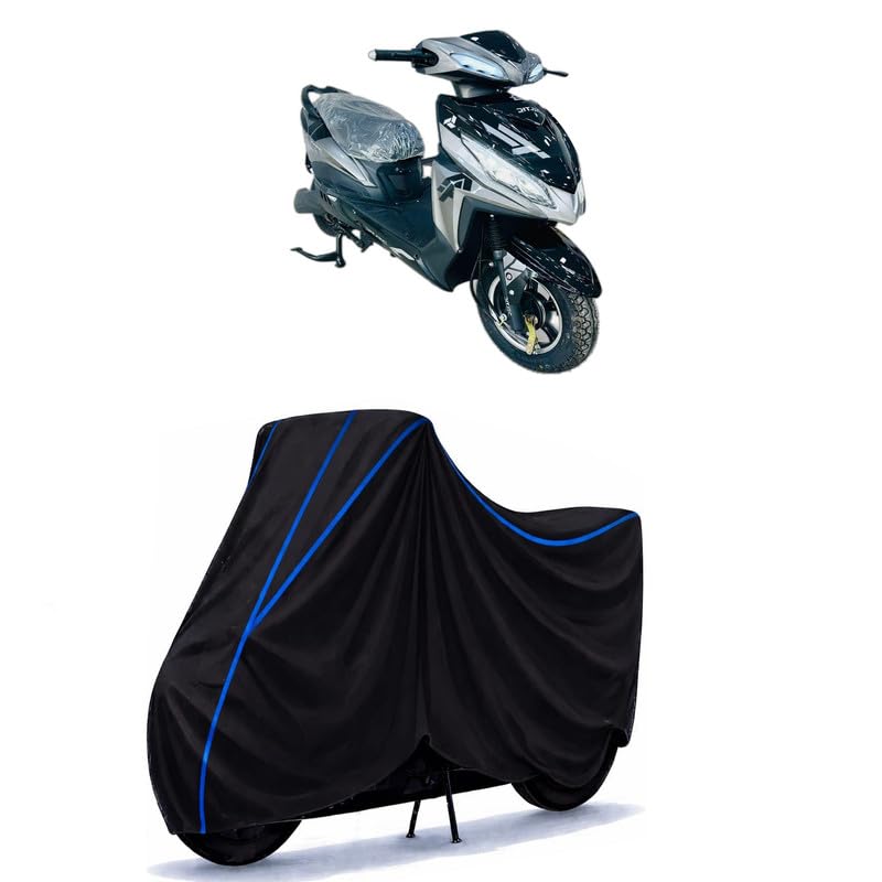 Image of Scooty Cover Water Resistant for Deltic Drixx | Universal Scooter & Bike Cover | Heavy Duty UV Dust, Rain & Scratch Protection | Elastic Fit All Weather Indoor Outdoor | Black with Blue Piping