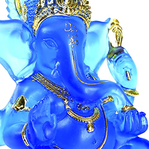 Figura Decorativa Estatua de Ganesha en Resina Azul 5.6''H miniatura 3