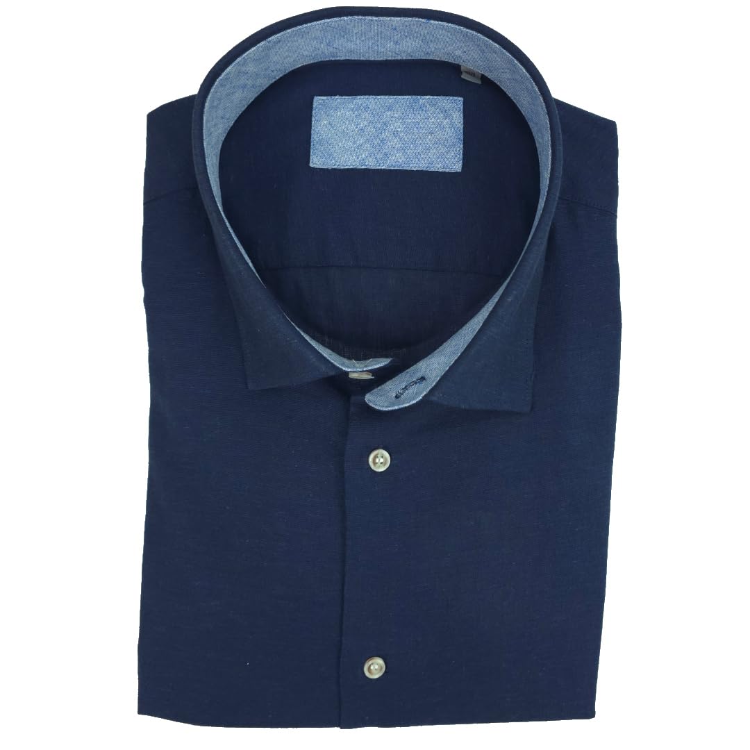 Camisa de hombre de manga larga, 100% puro lino, tallas fuertes, botón Down, color liso, 4XL, 5XL, 6XL turquesa 5X-Large