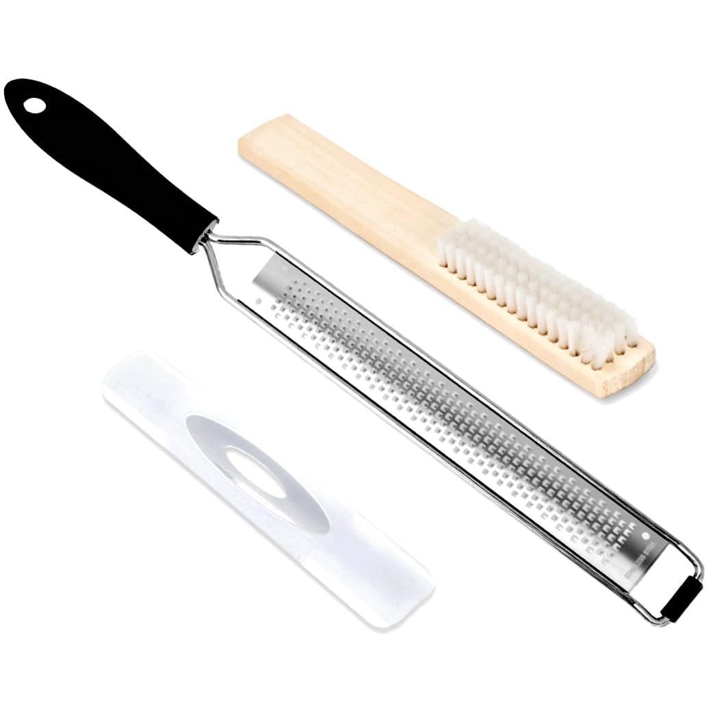 Stainless Steel Cheese and Citrus Zester Grater w/Extra Sharp Blade - Perfect for Lemons, Parmesan, Garlic, Chocolate - Spice Up any Kitchen Dish in Seconds with Your Premium Hand Held Shredder