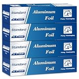 Aluminum Foil Standard 12 inch Wide, 1000 FT Food Safe Foil Wrap for Cooking, Baking, Grilling, Food Service Pony Packaging Aluminum Foil Roll (12"x1000', Standard-4 Count)