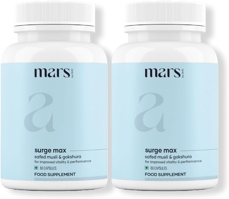 .mars by GHC Surgemax Capsules : Powered with Shilajit, Goksura and Safed musli (60N) – Pack of 2 | Pure and Natural | Overall Well being
