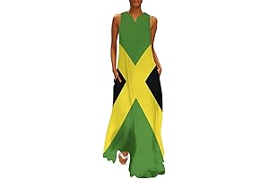 TAIZIYEAH Jamaican Flag Casual Elegan Long Dress