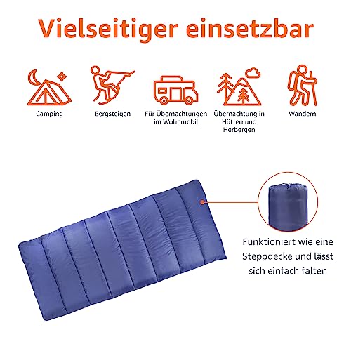 Amazon Basics Leichter Schlafsack, 4 Jahreszeiten, für Kaltes und Warmes Wetter, Camping und Wandern, Rechteckig, Blau – Bild 5