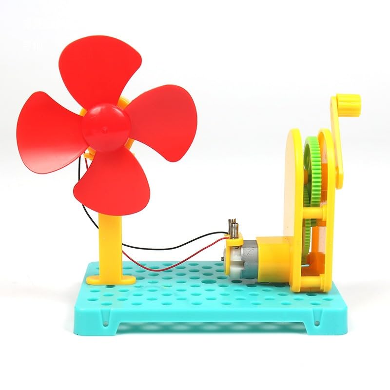 Kit científico generador de manivela para niños – Experimento de física DIY con motor, engranajes y hoja de ventilador, proyectos educativos STEM experimentos científicos para niños, kit de