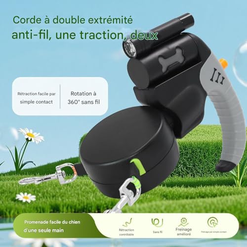 Laisse rétractable pour petit chien avec attache 360° - 3