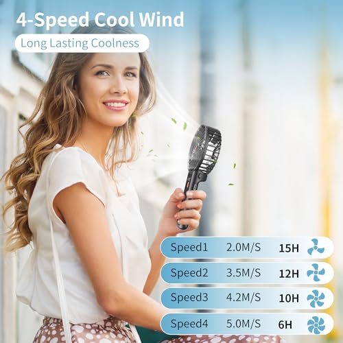 Isfofo AO-818 Mini Handheld Fan 2 Pack, Portable Hand Held Fan For Travel 4 Speeds, Cooling Personal Fans Usb Rechargeable Battery Operated thumb #1