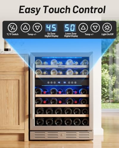 Image of Kalamera 24 Inch Wine Cooler Refrigerator, 46-Bottle Dual Zone Wine Fridge