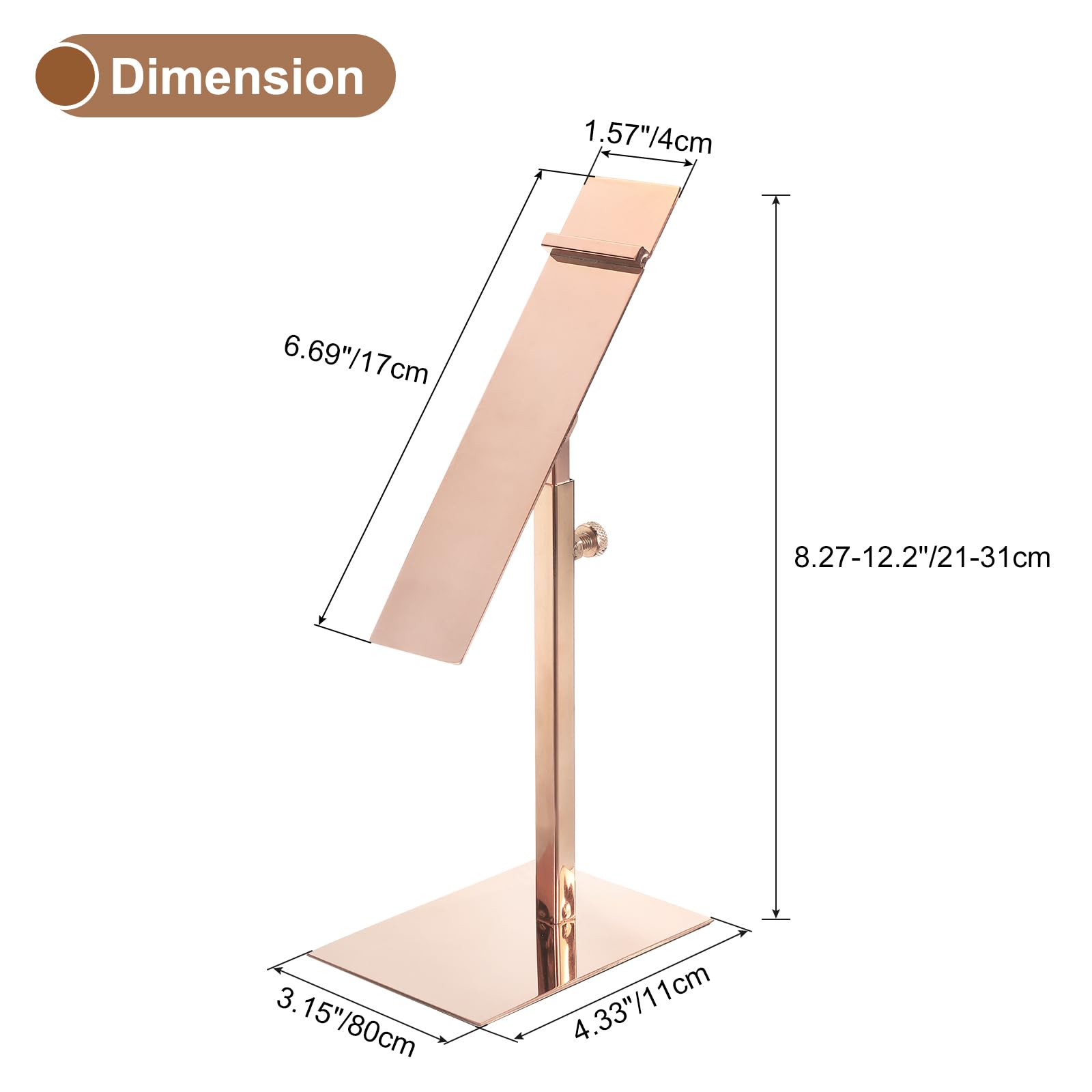 QUARKZMAN Présentoir Chaussures Support Réglable Hauteur 8,27" - 12,2" Métal Rose Doré