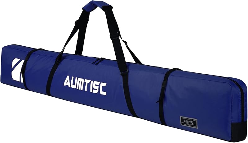 AUMTISC Sízsák Snowboard Táska Párnázott Sífelszerelés Szállító Táska Állítható Fogantyúval Kék 170x185 cm