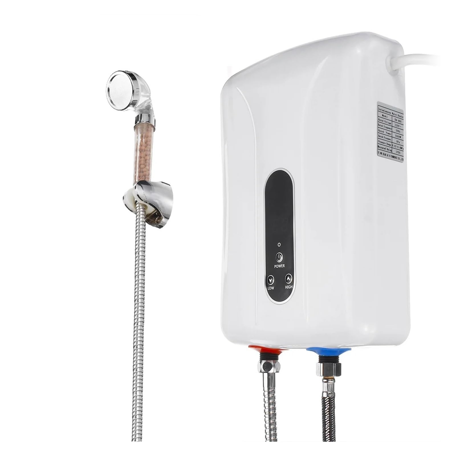 Elektryczny podgrzewacz wody, 5500W Mini Elektryczne Podgrzewacze Wody Natychmiastowy Elektryczny Podgrzewacz Ciepłej Wody Bezpieczny Prysznic Inteligentne Elektryczne Podgrzewacze Wody do kuchni, łaz