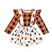 Produktbild Battnot Halloween Kostüm für Mädchen Kleinkind Baby Kinder Cosplay Kürbis Druck Tüll Strampler Kleid Rock+Plaid Tops 2-teiliges Set, Halloween Party Kleidung Dress 12 18 24 Monate 2 3 4 5 Jahre