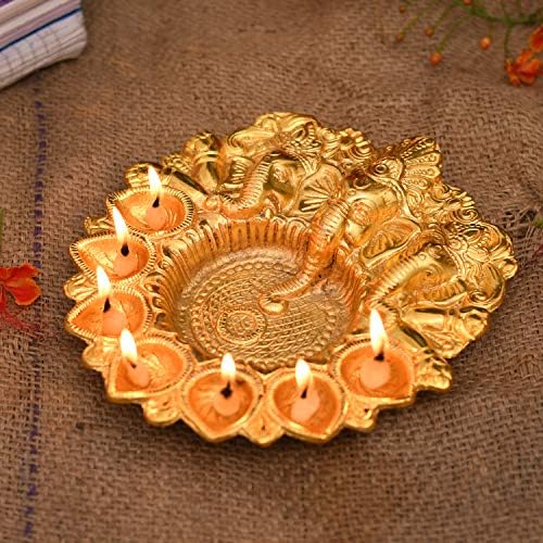 BUYERWELL Messing Kuber Diya - Handgemachte Indische Öllampe Für Diwali Puja & Wohlstand